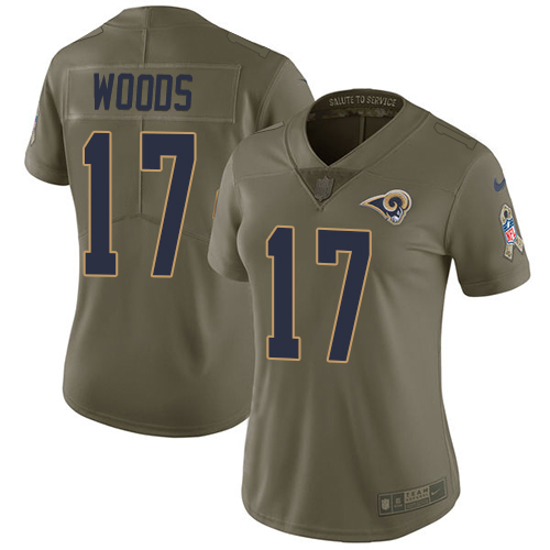 Nike Rams #17 Robert Woods Olive Women's Stitched NFL Limited Salute to Service Jersey